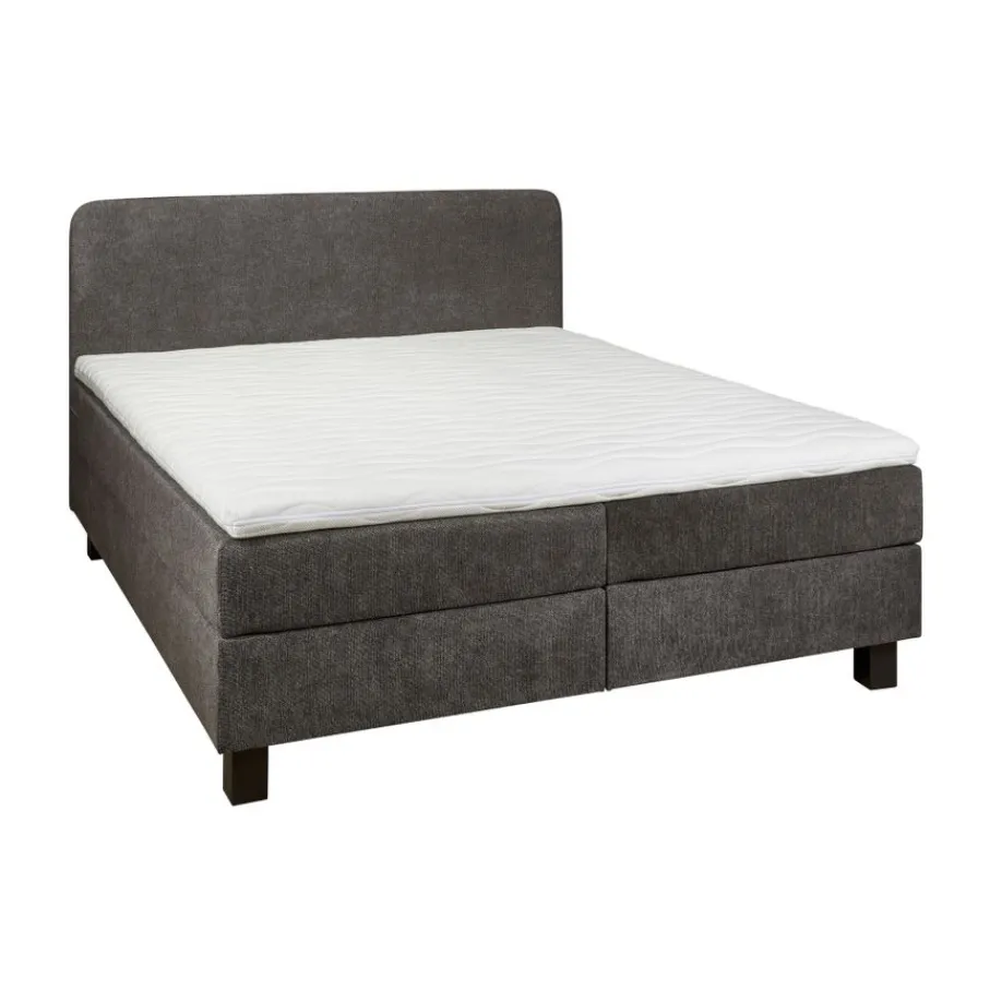 Tweepersoonsbedden|Boxsprings< Bed Bilbao Donkergrijs - 160x200 cm