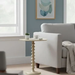 Bijzettafels< Bijzettafel Marty Beige - Ø 50 cm
