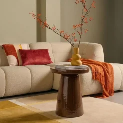 Bijzettafels< Bijzettafel Valence Donkerbruin - Ø 40 cm