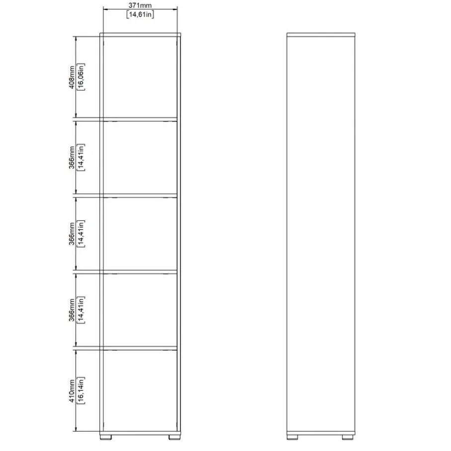 Opbergkasten< Boekenkast Bram Donkergrijs / Eiken - 41x205x35 cm