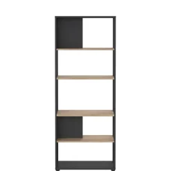 Boekenkasten|Wandkasten< Boekenkast Bram Donkergrijs / Eiken - 80x205x35 cm