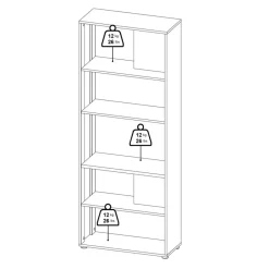 Boekenkasten|Wandkasten< Boekenkast Bram Donkergrijs / Eiken - 80x205x35 cm