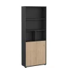 Boekenkasten|Wandkasten< Boekenkast Bram Donkergrijs / Eiken - 80x205x35 cm