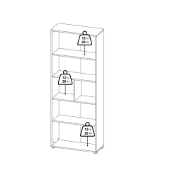 Boekenkasten|Wandkasten< Boekenkast Bram Donkergrijs / Eiken - 80x205x35 cm