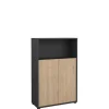 Boekenkasten|Wandkasten< Boekenkast Bram Donkergrijs / Eiken - 80x124x35 cm