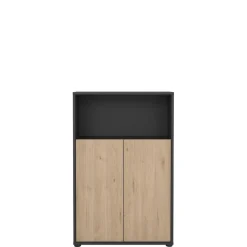 Boekenkasten|Wandkasten< Boekenkast Bram Donkergrijs / Eiken - 80x124x35 cm