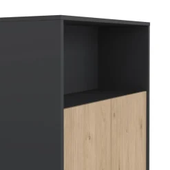 Boekenkasten|Wandkasten< Boekenkast Bram Donkergrijs / Eiken - 80x124x35 cm