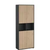 Boekenkasten|Wandkasten< Boekenkast Bram Donkergrijs / Eiken - 80x205x35 cm