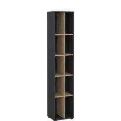 Boekenkasten|Wandkasten< Boekenkast Bram Donkergrijs / Eiken - 41x205x35 cm