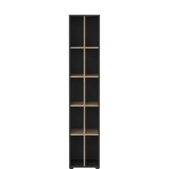 Boekenkasten|Wandkasten< Boekenkast Bram Donkergrijs / Eiken - 41x205x35 cm