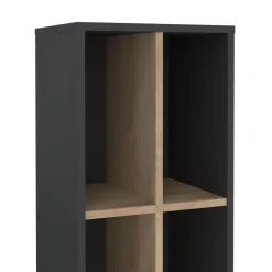 Boekenkasten|Wandkasten< Boekenkast Bram Donkergrijs / Eiken - 41x205x35 cm