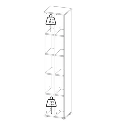 Boekenkasten|Wandkasten< Boekenkast Bram Donkergrijs / Eiken - 41x205x35 cm