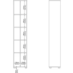 Boekenkasten|Wandkasten< Boekenkast Bram Donkergrijs / Eiken - 41x205x35 cm