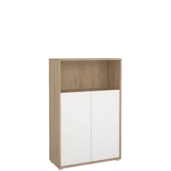 Opbergkasten< Boekenkast Bram Eiken / Wit - 80x124x35 cm