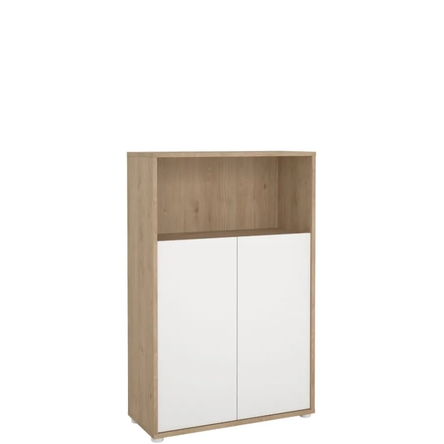 Opbergkasten< Boekenkast Bram Eiken / Wit - 80x124x35 cm