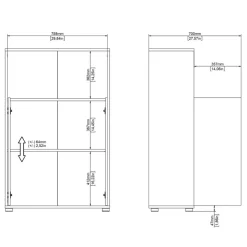 Opbergkasten< Boekenkast Bram Eiken / Wit - 80x124x35 cm