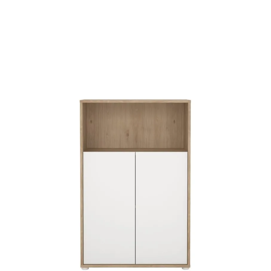 Opbergkasten< Boekenkast Bram Eiken / Wit - 80x124x35 cm