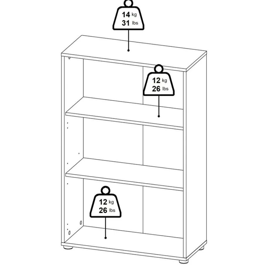 Opbergkasten< Boekenkast Bram Eiken / Wit - 80x124x35 cm