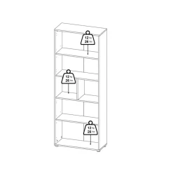 Opbergkasten< Boekenkast Bram Eiken / Wit - 80x205x35 cm