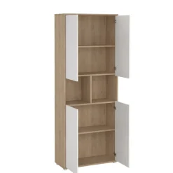 Opbergkasten< Boekenkast Bram Eiken / Wit - 80x205x35 cm