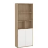 Boekenkasten|Wandkasten< Boekenkast Bram Eiken / Wit - 80x205x35 cm