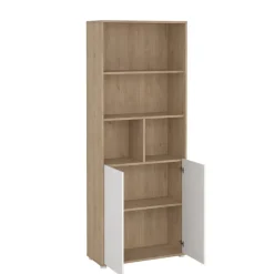 Boekenkasten|Wandkasten< Boekenkast Bram Eiken / Wit - 80x205x35 cm
