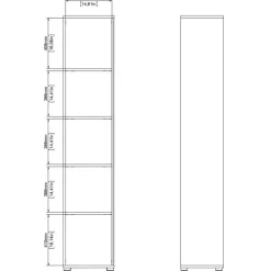 Boekenkasten|Wandkasten< Boekenkast Bram Eiken / Wit - 41x205x35 cm