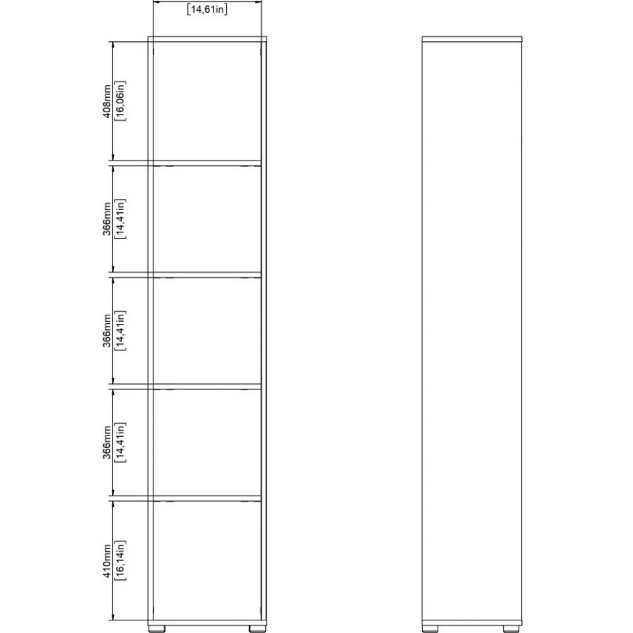 Boekenkasten|Wandkasten< Boekenkast Bram Eiken / Wit - 41x205x35 cm