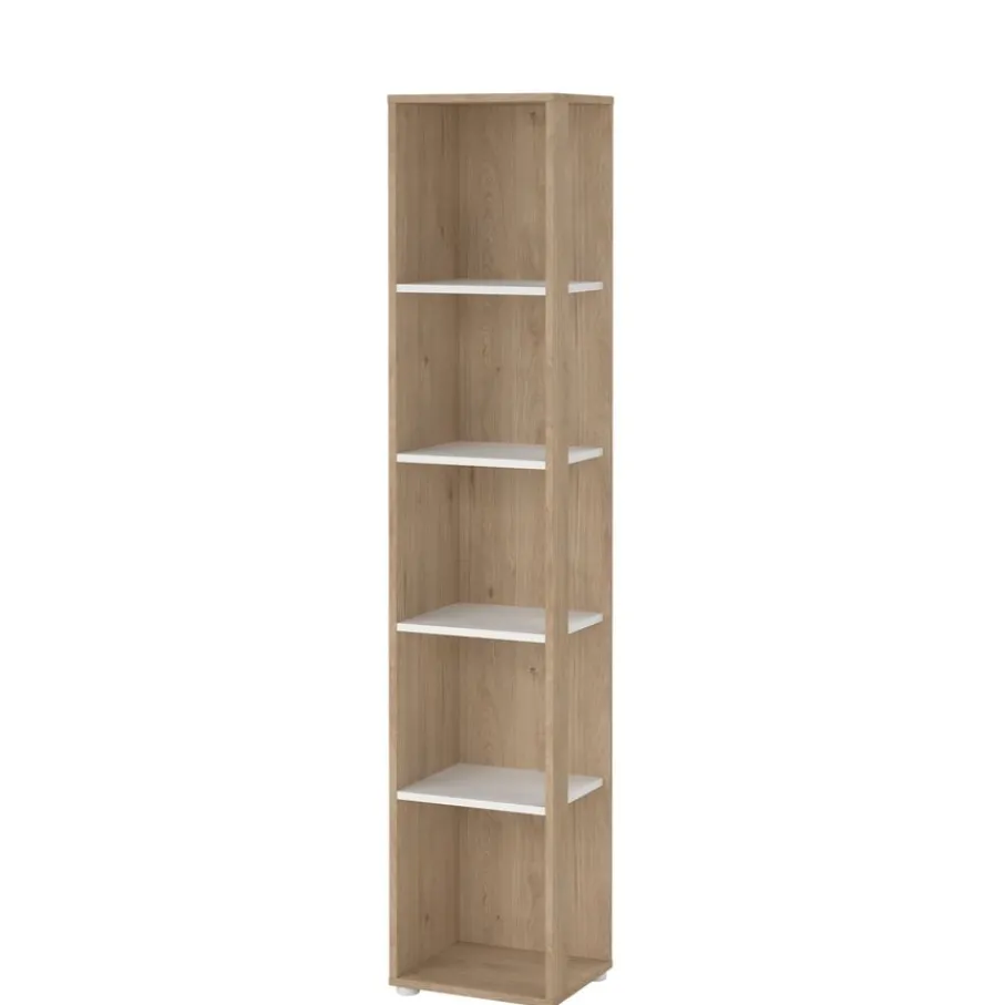 Boekenkasten|Wandkasten< Boekenkast Bram Eiken / Wit - 41x205x35 cm