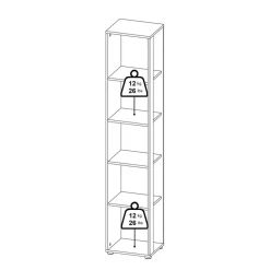 Boekenkasten|Wandkasten< Boekenkast Bram Eiken / Wit - 41x205x35 cm