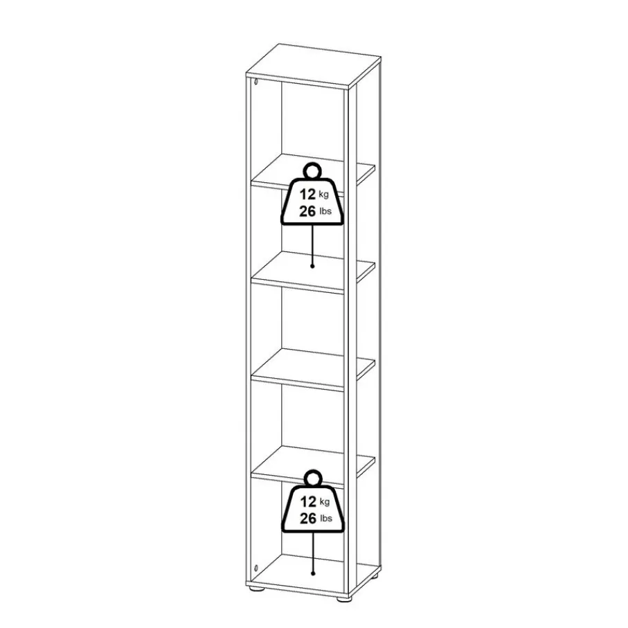 Boekenkasten|Wandkasten< Boekenkast Bram Eiken / Wit - 41x205x35 cm