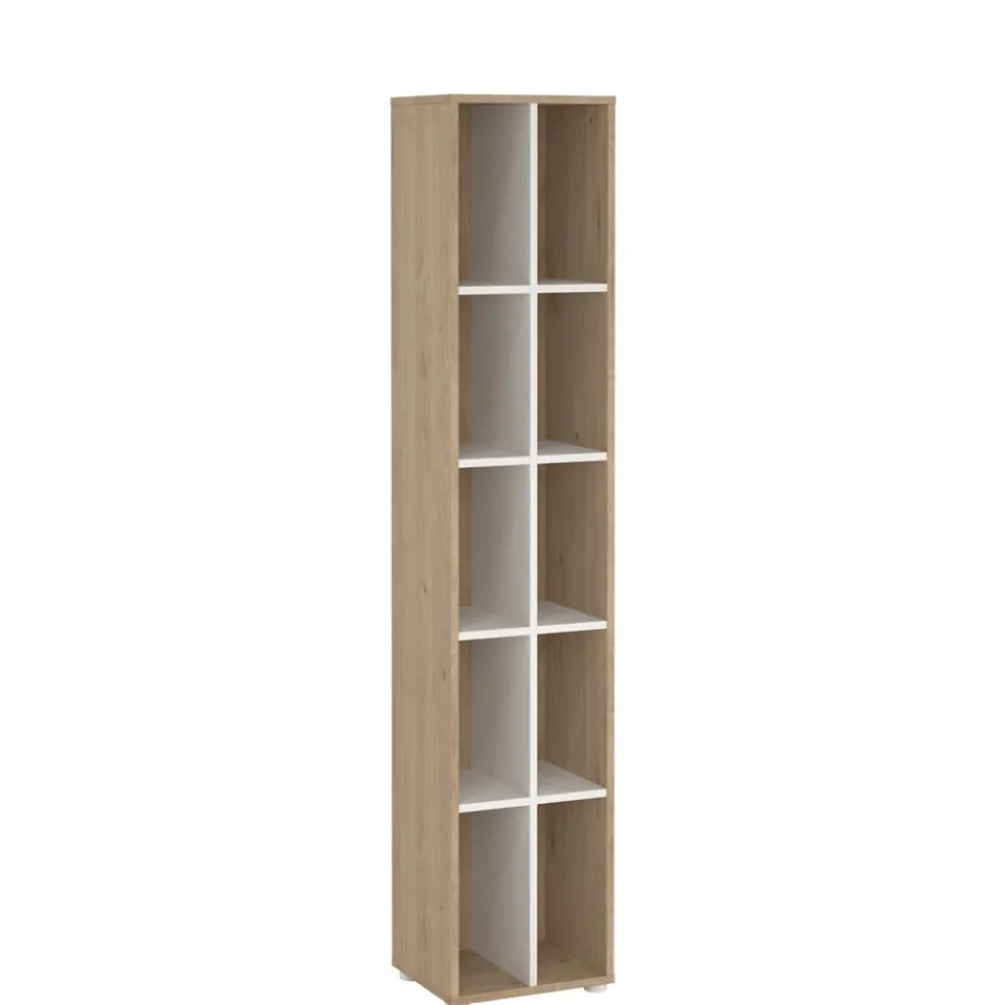 Boekenkasten|Wandkasten< Boekenkast Bram Eiken / Wit - 41x205x35 cm