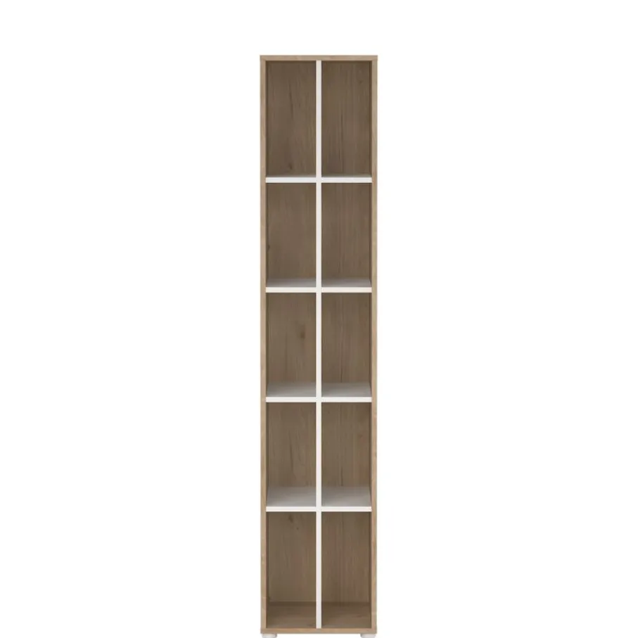 Boekenkasten|Wandkasten< Boekenkast Bram Eiken / Wit - 41x205x35 cm