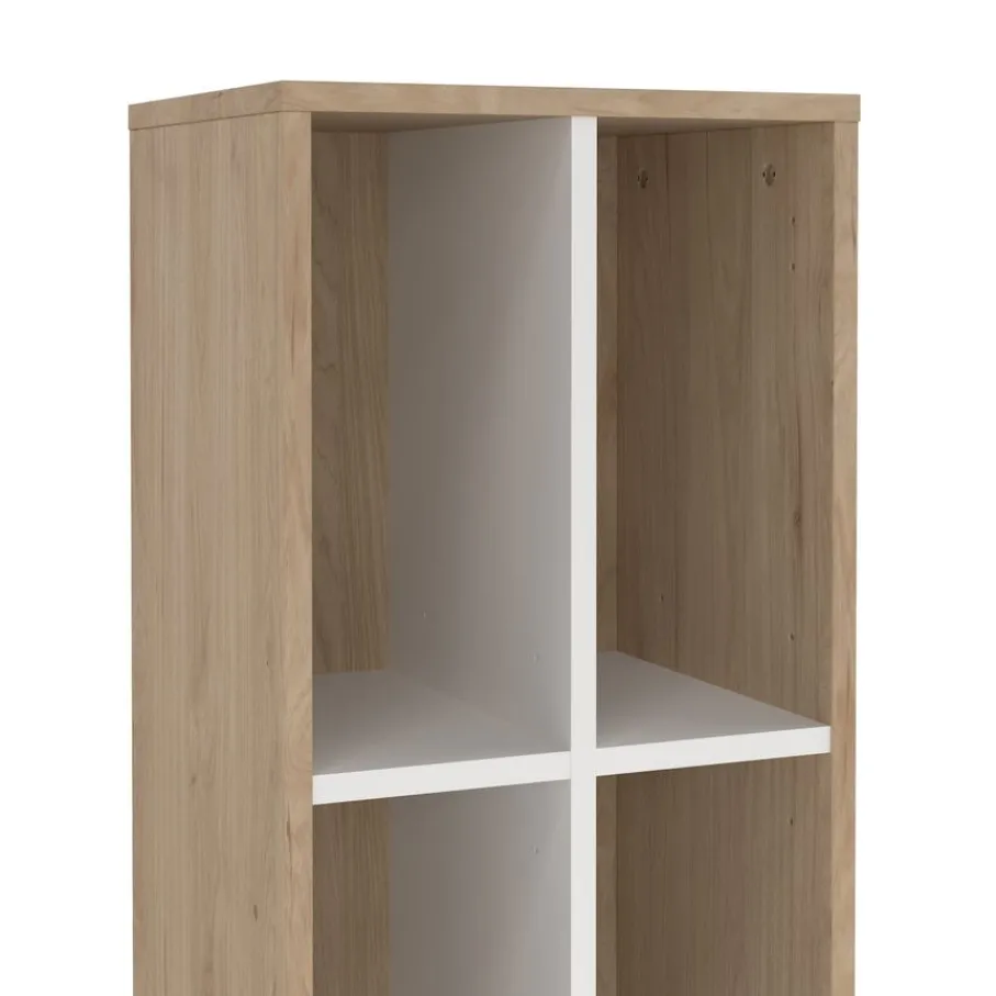 Boekenkasten|Wandkasten< Boekenkast Bram Eiken / Wit - 41x205x35 cm