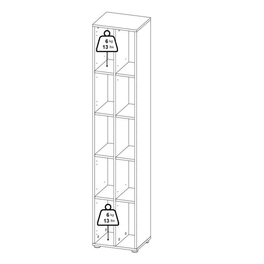 Boekenkasten|Wandkasten< Boekenkast Bram Eiken / Wit - 41x205x35 cm