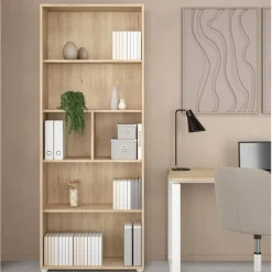Opbergkasten< Boekenkast Bram Eiken - 80x205x35 cm