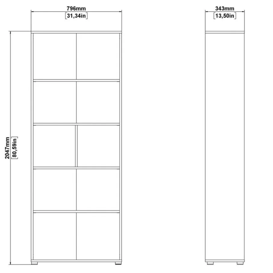 Opbergkasten< Boekenkast Bram Eiken - 80x205x35 cm