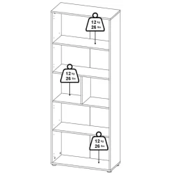 Opbergkasten< Boekenkast Bram Eiken - 80x205x35 cm