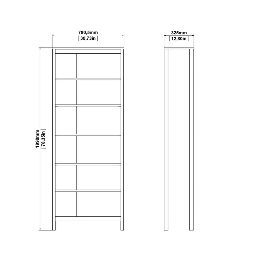 Opbergkasten< Boekenkast Dallas Wit - 78x199x33 cm