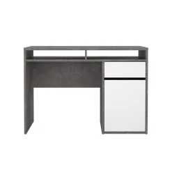 Bureaus< Bureau Boston Beton / Hoogglans Wit - 111x78x49 cm