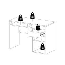 Bureaus< Bureau Boston Beton / Hoogglans Wit - 111x78x49 cm