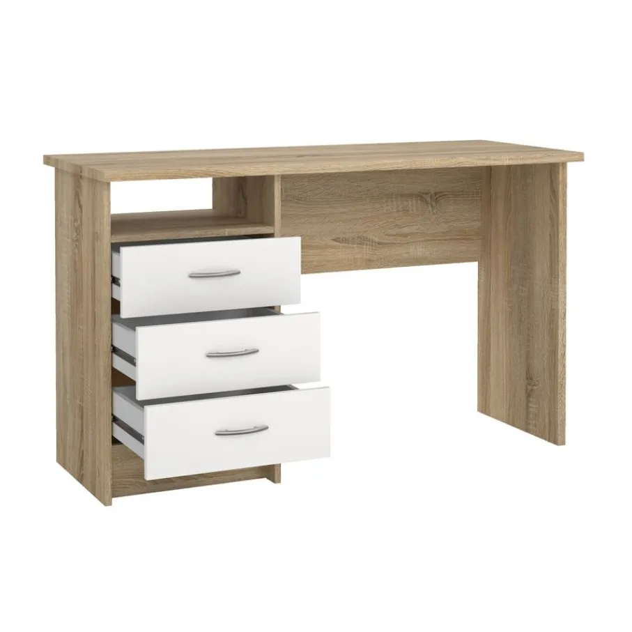 Bureaus< Bureau Boston Eiken / Wit - 121x73x49 cm