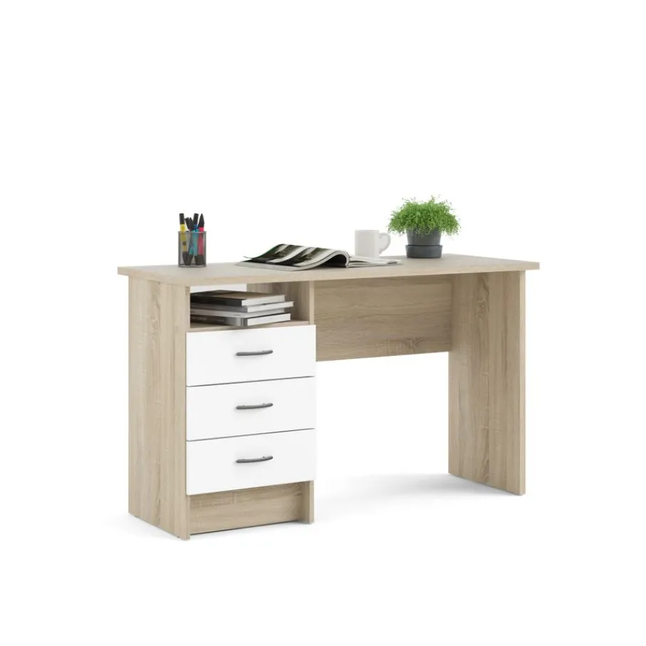 Bureaus< Bureau Boston Eiken / Wit - 121x73x49 cm