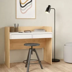 Bureaus< Bureau Boston Eiken / Wit - 103x89x56 cm