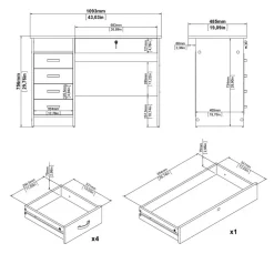 Bureaus< Bureau Boston Eiken - 110x76x49 cm