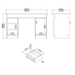 Bureaus< Bureau Boston Eiken - 126x76x55 cm