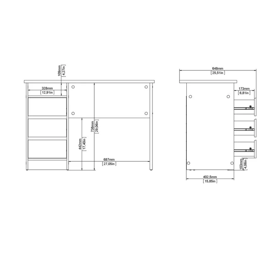 Bureaus< Bureau Boston Eiken - 110x76x49 cm