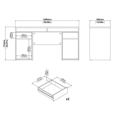 Bureaus< Bureau Boston Eiken - 149x78x49 cm