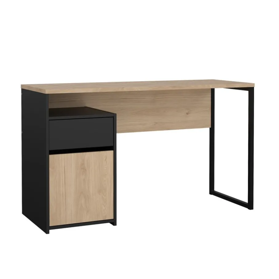 Bureaus< Bureau Boston Eiken / Zwart - 131x77x49 cm