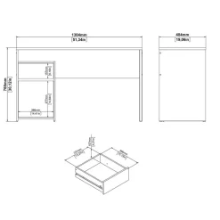 Bureaus< Bureau Boston Eiken / Zwart - 131x77x49 cm